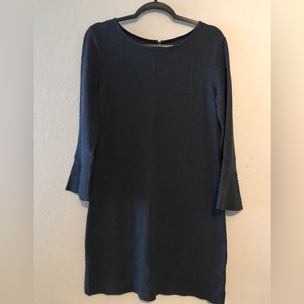 Madewell Navy Bell-Sleeve Long-Sleeve Shift Dress